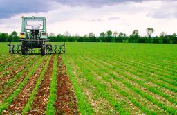 Tracteur qui bine un champ
